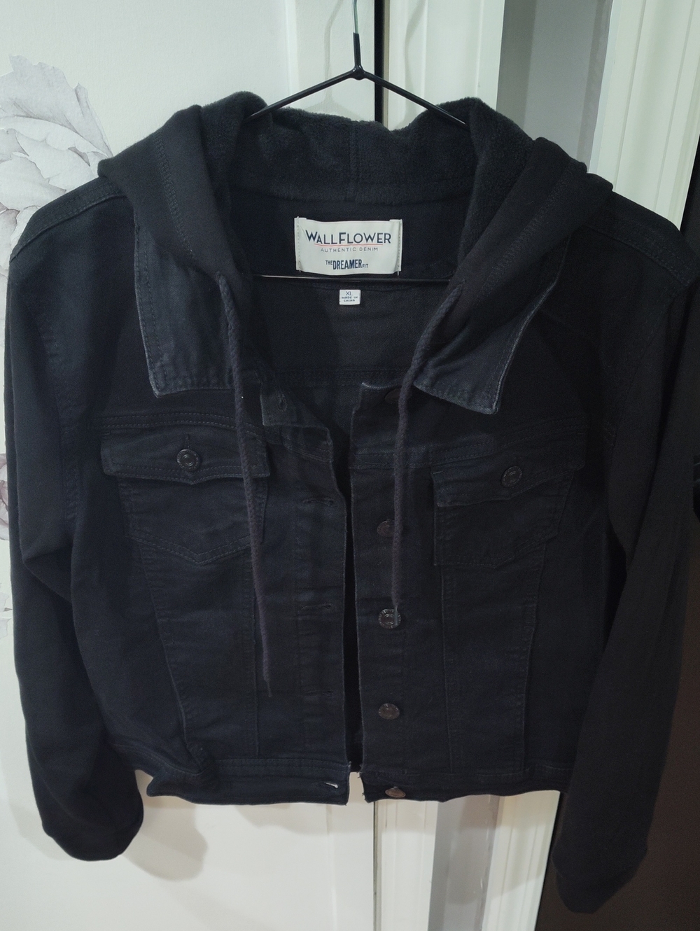 Wallflower Black Hooded Jean Jacket